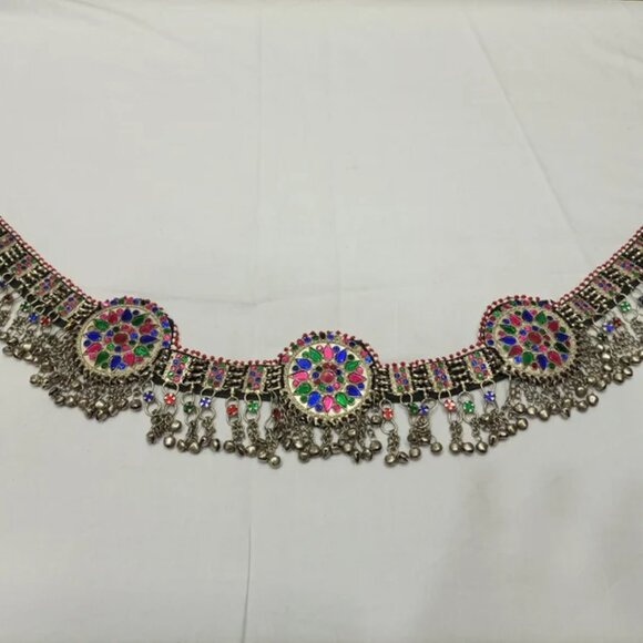 Afghani Kamar Bandh Waist Belt: Handmade Belly Chain with Glass Stones - Picture 12 of 12